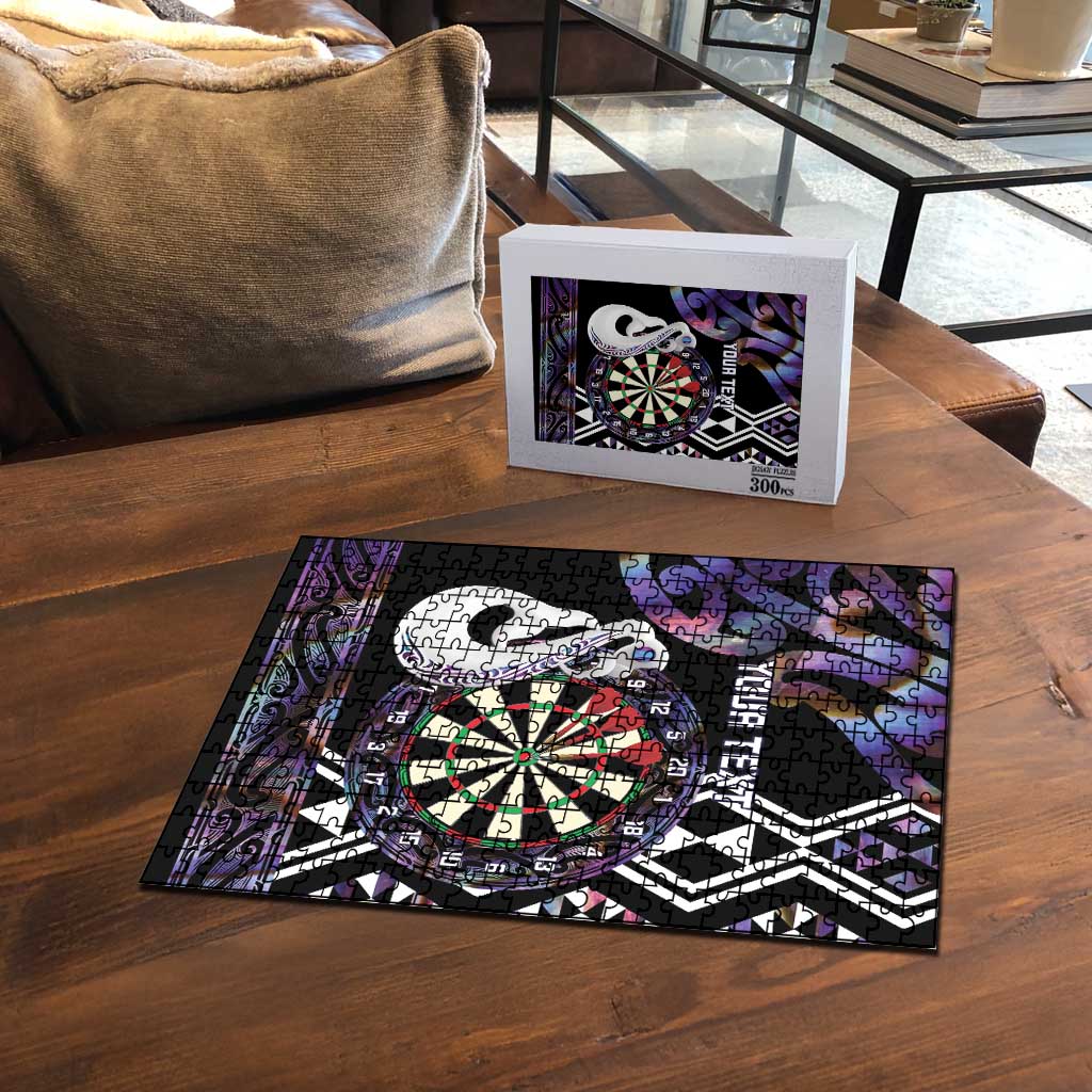 Personalised New Zealand Darts Puzzle Ngutukaka Manaia Taniko Luxury Purple - Polynesian Pride
