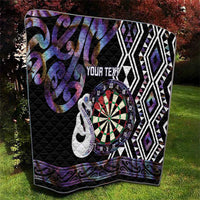 Personalised New Zealand Darts Quilt Ngutukaka Manaia Taniko Luxury Purple - Polynesian Pride