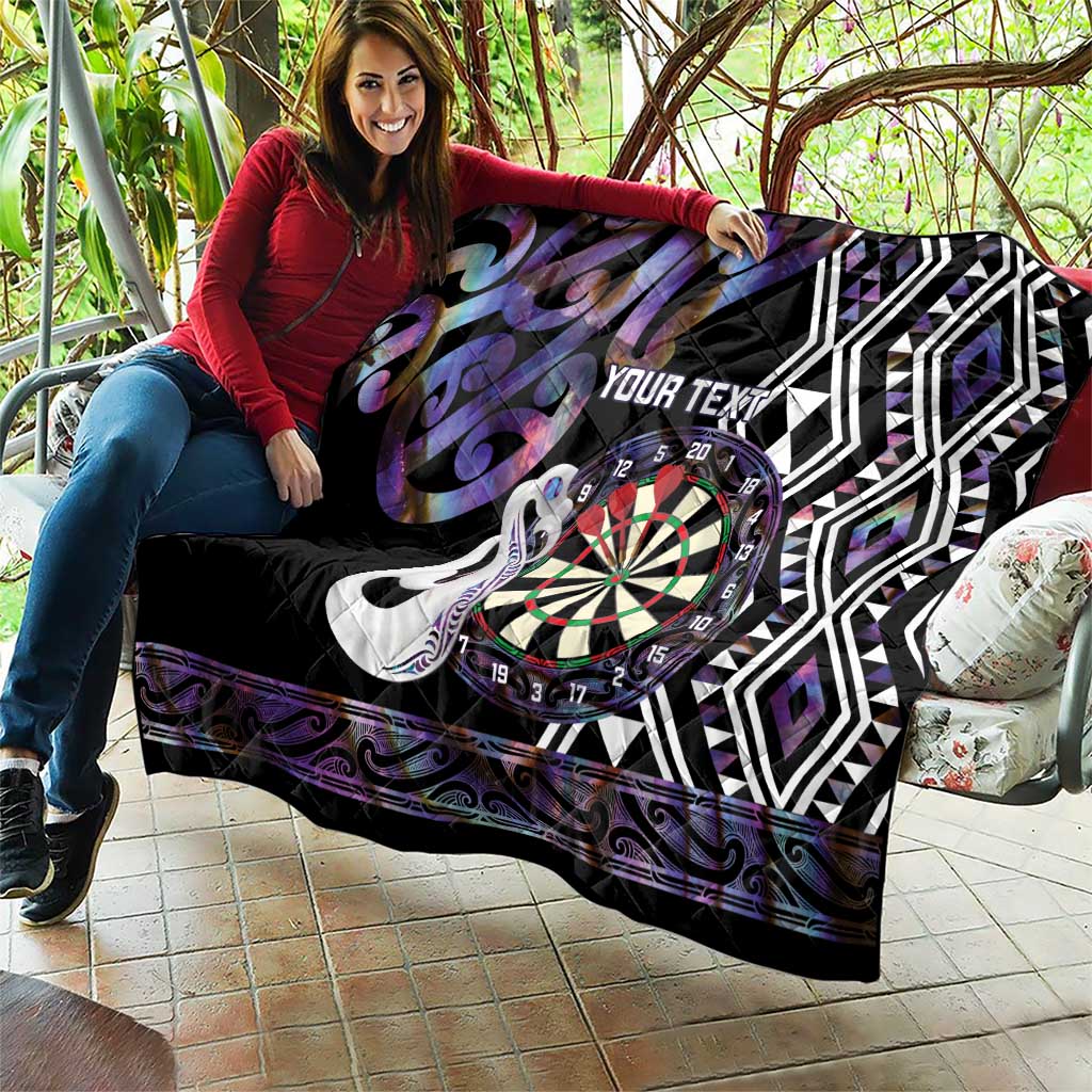 Personalised New Zealand Darts Quilt Ngutukaka Manaia Taniko Luxury Purple - Polynesian Pride