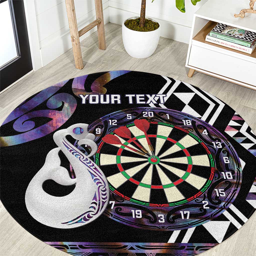 Personalised New Zealand Darts Round Carpet Ngutukaka Manaia Taniko Luxury Purple - Polynesian Pride