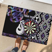 Personalised New Zealand Darts Rubber Doormat Ngutukaka Manaia Taniko Luxury Purple - Polynesian Pride