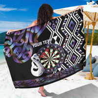 Personalised New Zealand Darts Sarong Ngutukaka Manaia Taniko Luxury Purple LT14 One Size 44 x 66 inches Purple - Polynesian Pride