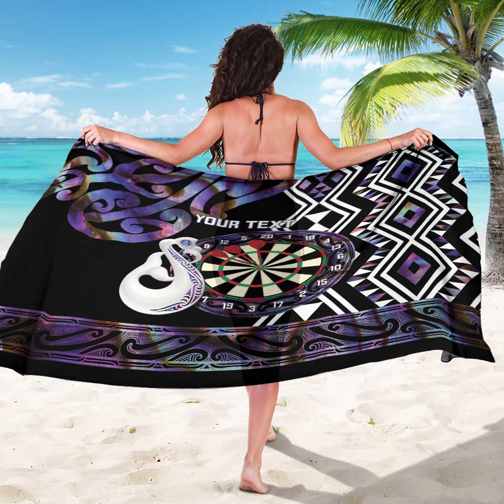 Personalised New Zealand Darts Sarong Ngutukaka Manaia Taniko Luxury Purple LT14 - Polynesian Pride
