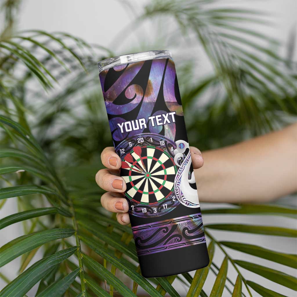Personalised New Zealand Darts Skinny Tumbler Ngutukaka Manaia Taniko Luxury Purple - Polynesian Pride