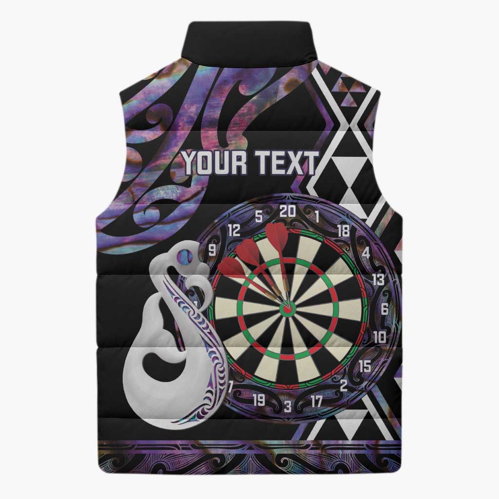 Personalised New Zealand Darts Sleeveless Puffer Jacket Ngutukaka Manaia Taniko Luxury Purple - Polynesian Pride