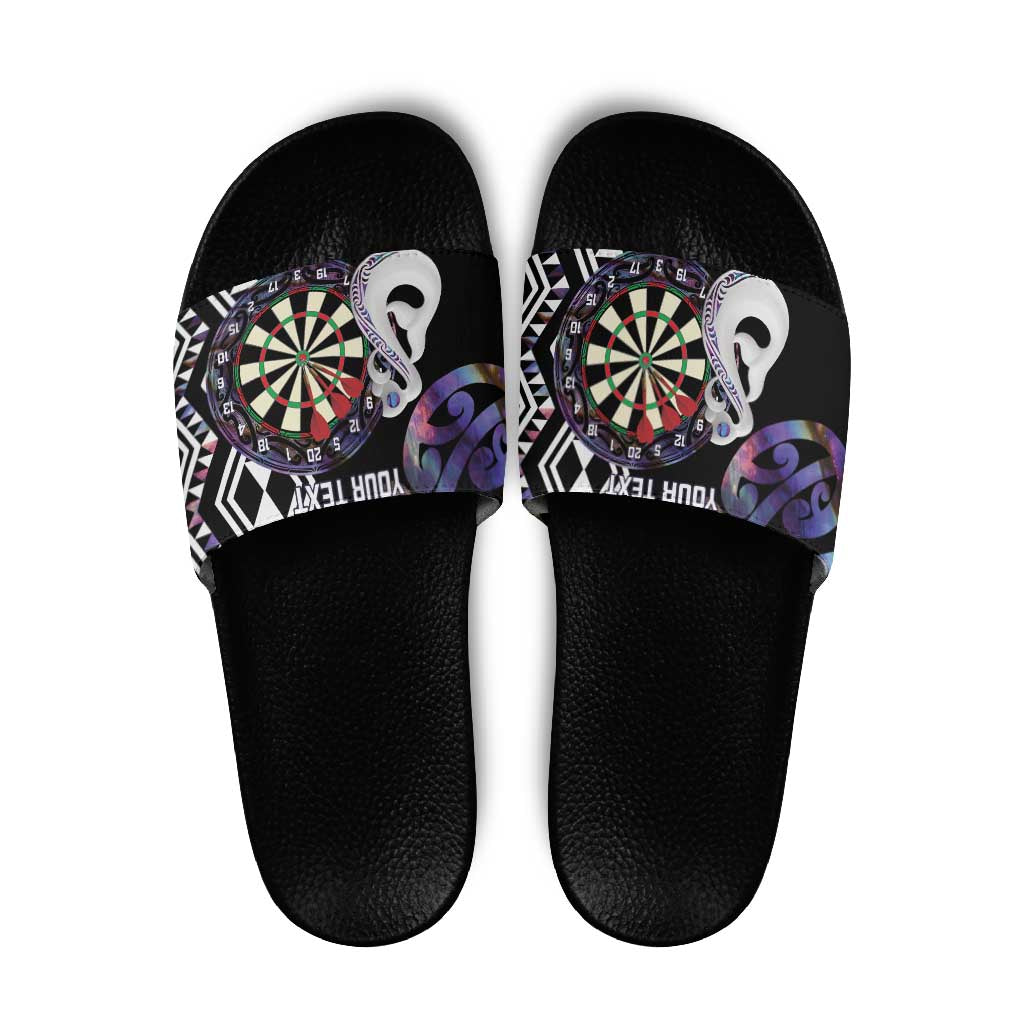 Personalised New Zealand Darts Slide Sandals Ngutukaka Manaia Taniko Luxury Purple LT14 Purple - Polynesian Pride
