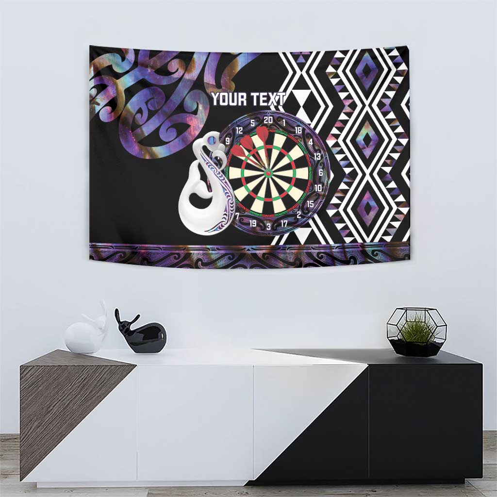 Personalised New Zealand Darts Tapestry Ngutukaka Manaia Taniko Luxury Purple - Polynesian Pride