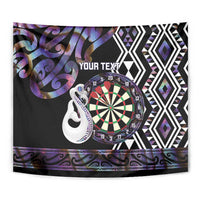 Personalised New Zealand Darts Tapestry Ngutukaka Manaia Taniko Luxury Purple - Polynesian Pride