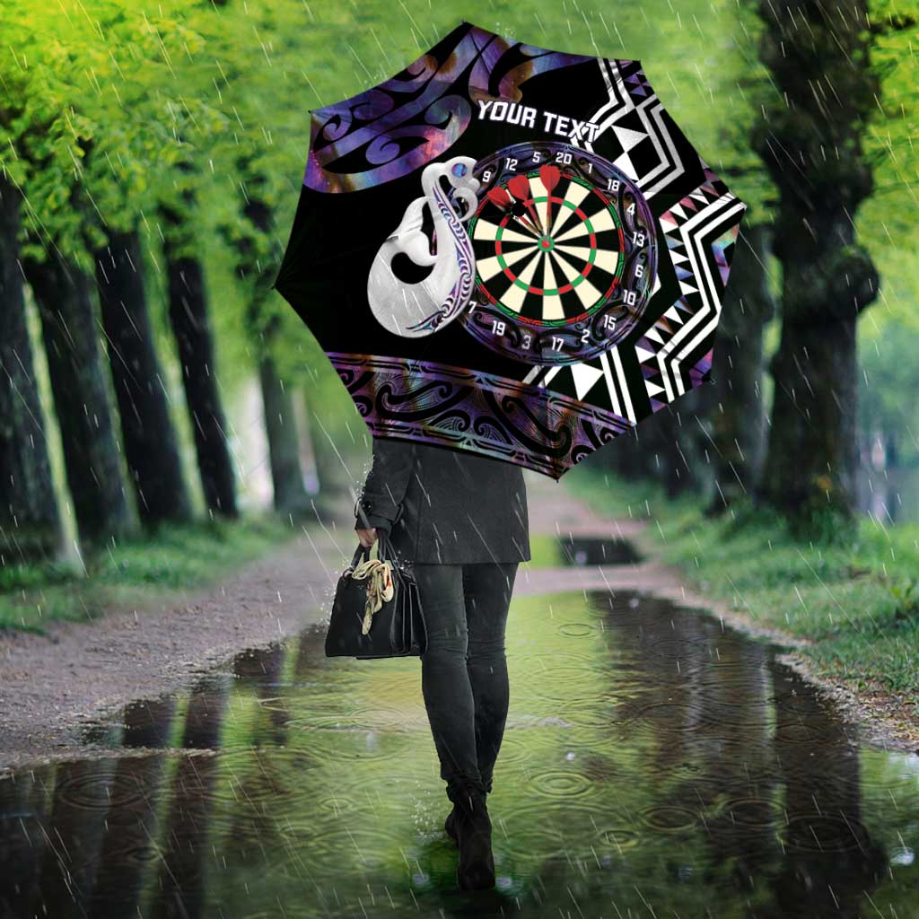 Personalised New Zealand Darts Umbrella Ngutukaka Manaia Taniko Luxury Purple - Polynesian Pride