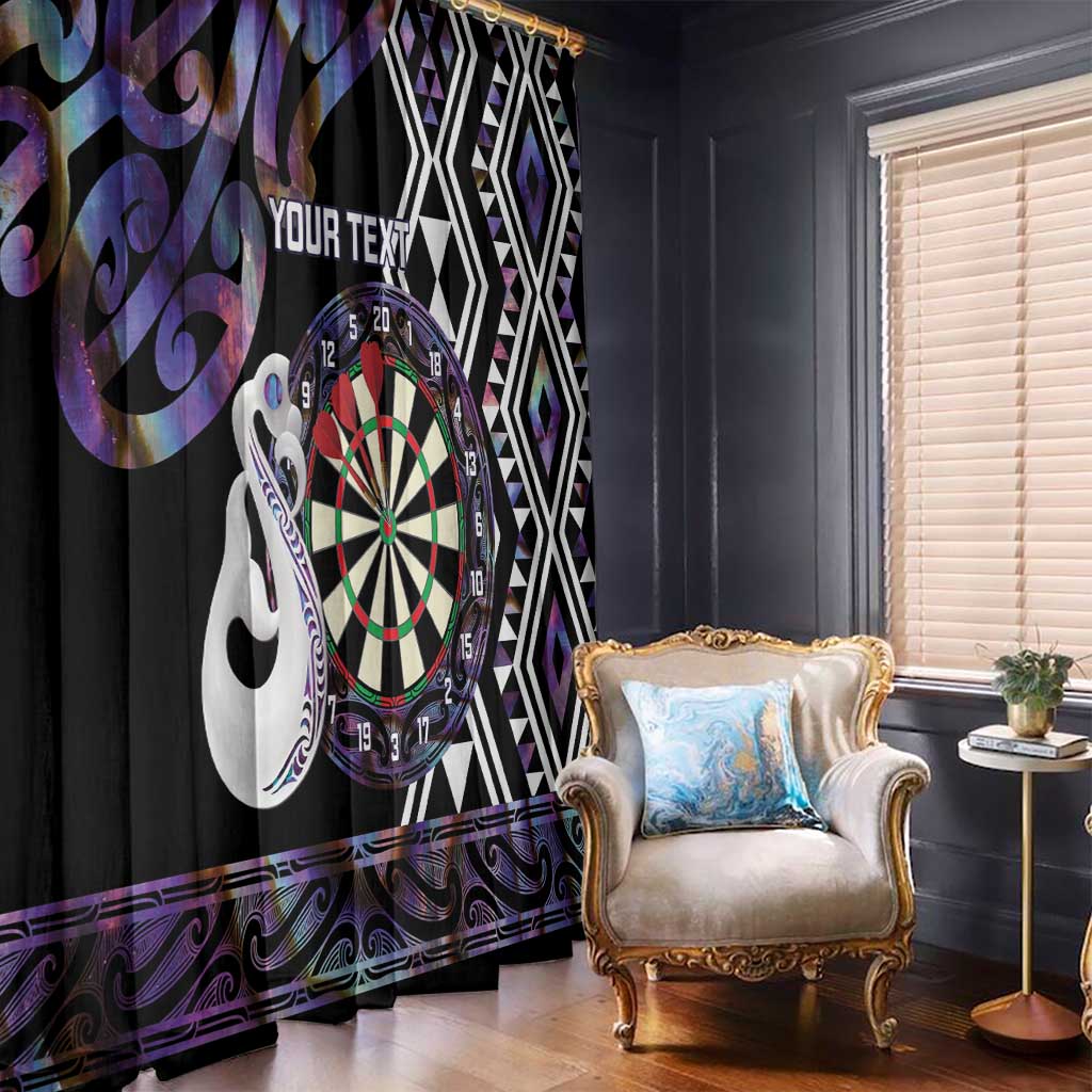 Personalised New Zealand Darts Window Curtain Ngutukaka Manaia Taniko Luxury Purple LT14 - Polynesian Pride