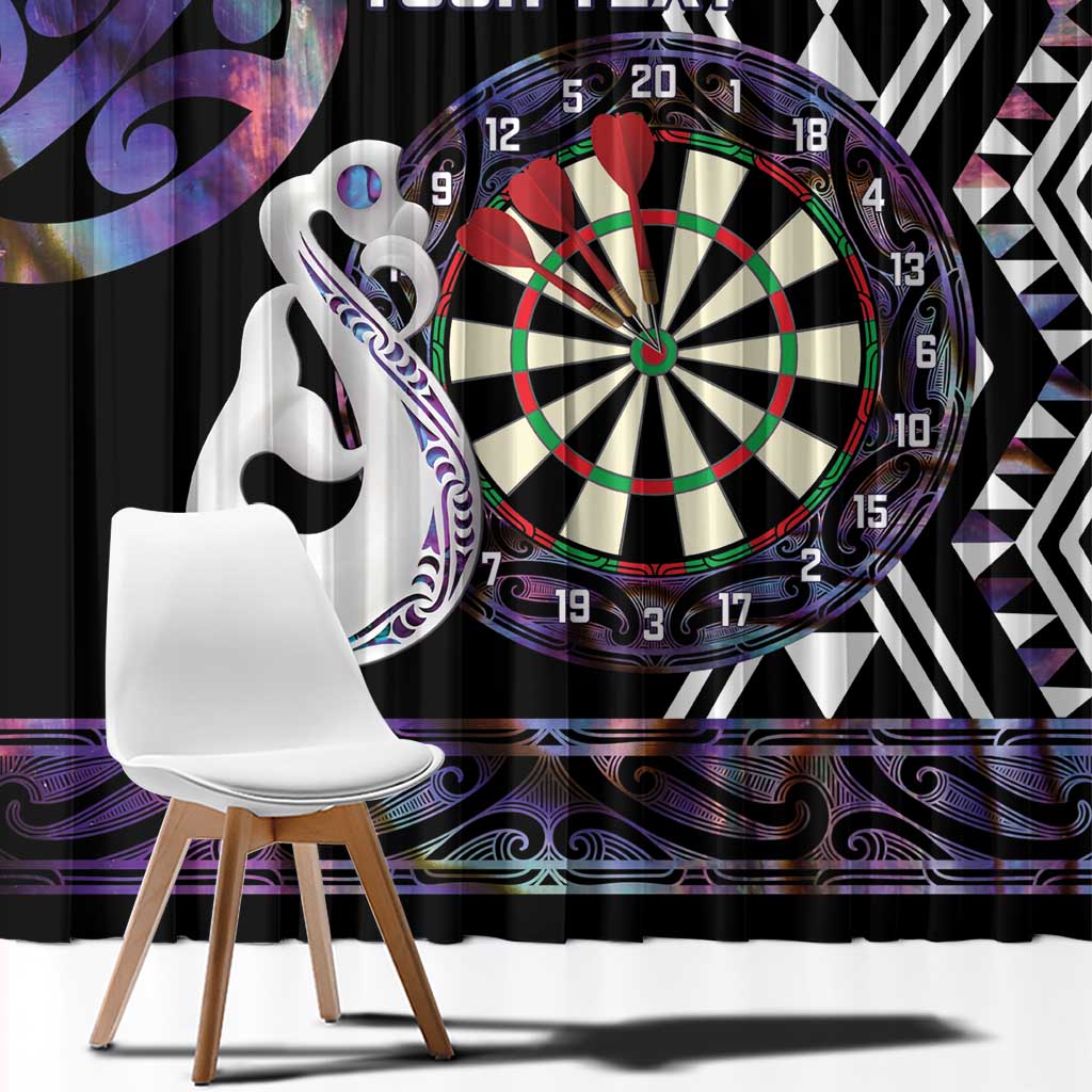 Personalised New Zealand Darts Window Curtain Ngutukaka Manaia Taniko Luxury Purple LT14 - Polynesian Pride