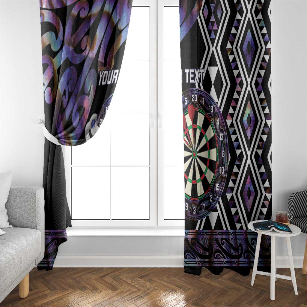 Personalised New Zealand Darts Window Curtain Ngutukaka Manaia Taniko Luxury Purple LT14 - Polynesian Pride