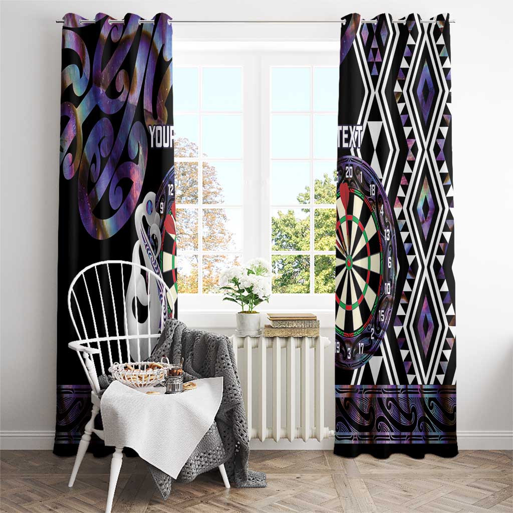 Personalised New Zealand Darts Window Curtain Ngutukaka Manaia Taniko Luxury Purple LT14 - Polynesian Pride