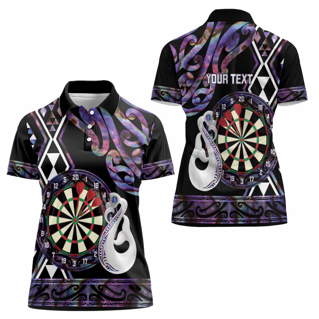 Personalised New Zealand Darts Women Polo Shirt Ngutukaka Manaia Taniko Luxury Purple - Polynesian Pride