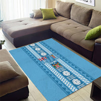 Fiji Day 1970 Area Rug For Fiji Ever Fiji Tapa Pattern Blue LT14 - Polynesian Pride