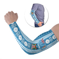 Fiji Day 1970 Arm Sleeves For Fiji Ever Fiji Tapa Pattern Blue LT14 Set of 2 Blue - Polynesian Pride