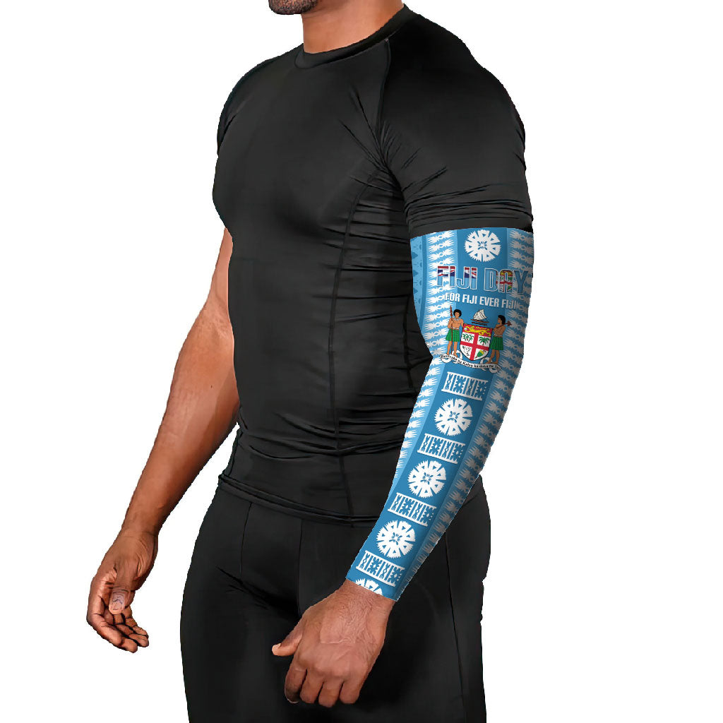 Fiji Day 1970 Arm Sleeves For Fiji Ever Fiji Tapa Pattern Blue LT14 - Polynesian Pride
