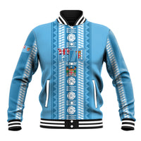 Fiji Day 1970 Baseball Jacket For Fiji Ever Fiji Tapa Pattern Blue LT14 Unisex Blue - Polynesian Pride