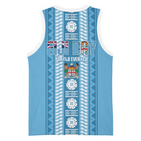 Fiji Day 1970 Basketball Jersey For Fiji Ever Fiji Tapa Pattern Blue LT14 - Polynesian Pride
