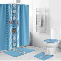 Fiji Day 1970 Bathroom Set For Fiji Ever Fiji Tapa Pattern Blue LT14 Bathroom Set (4 pcs) Blue - Polynesian Pride