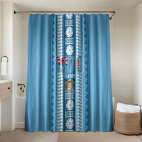 Fiji Day 1970 Bathroom Set For Fiji Ever Fiji Tapa Pattern Blue LT14 Shower Curtain Only Blue - Polynesian Pride