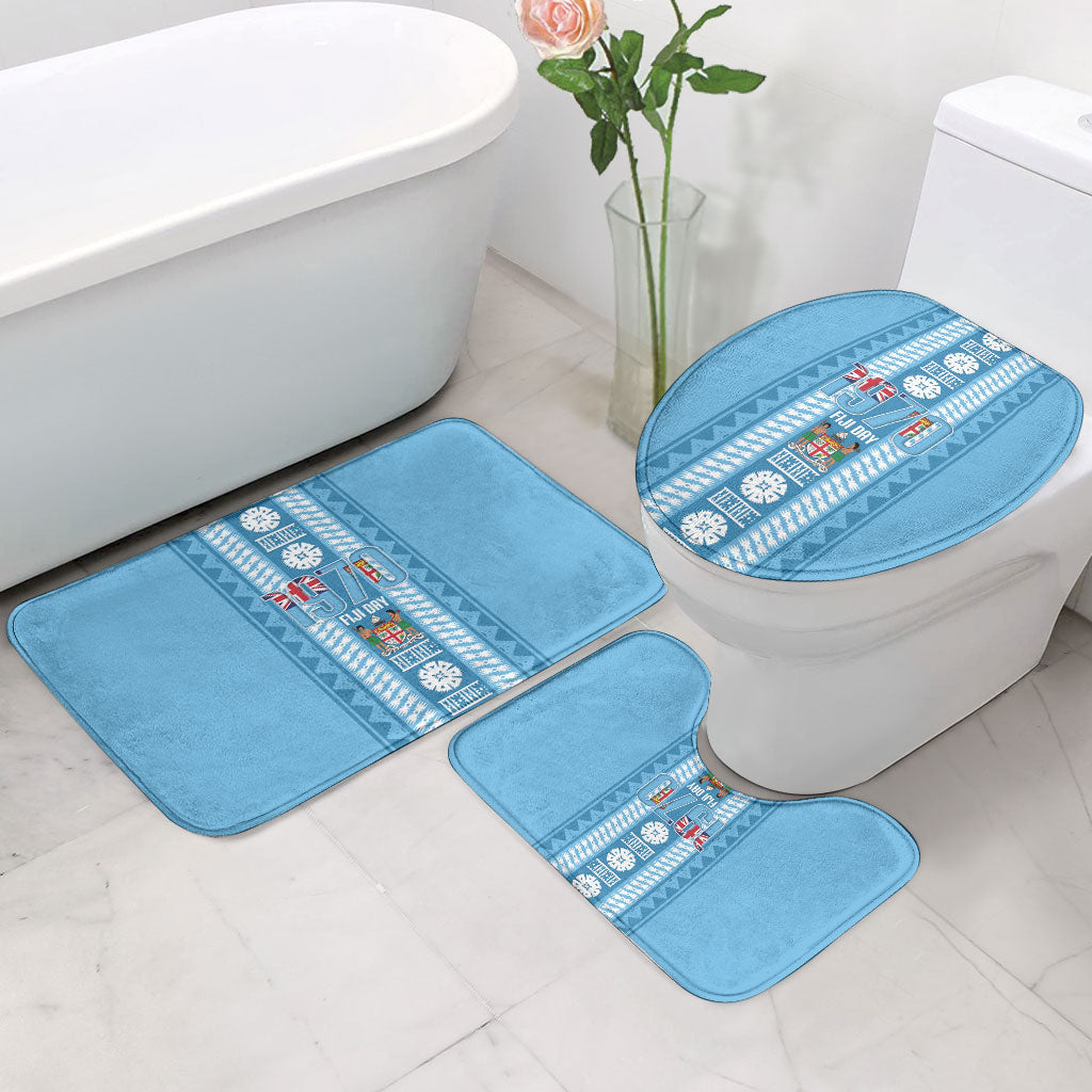 Fiji Day 1970 Bathroom Set For Fiji Ever Fiji Tapa Pattern Blue LT14 - Polynesian Pride