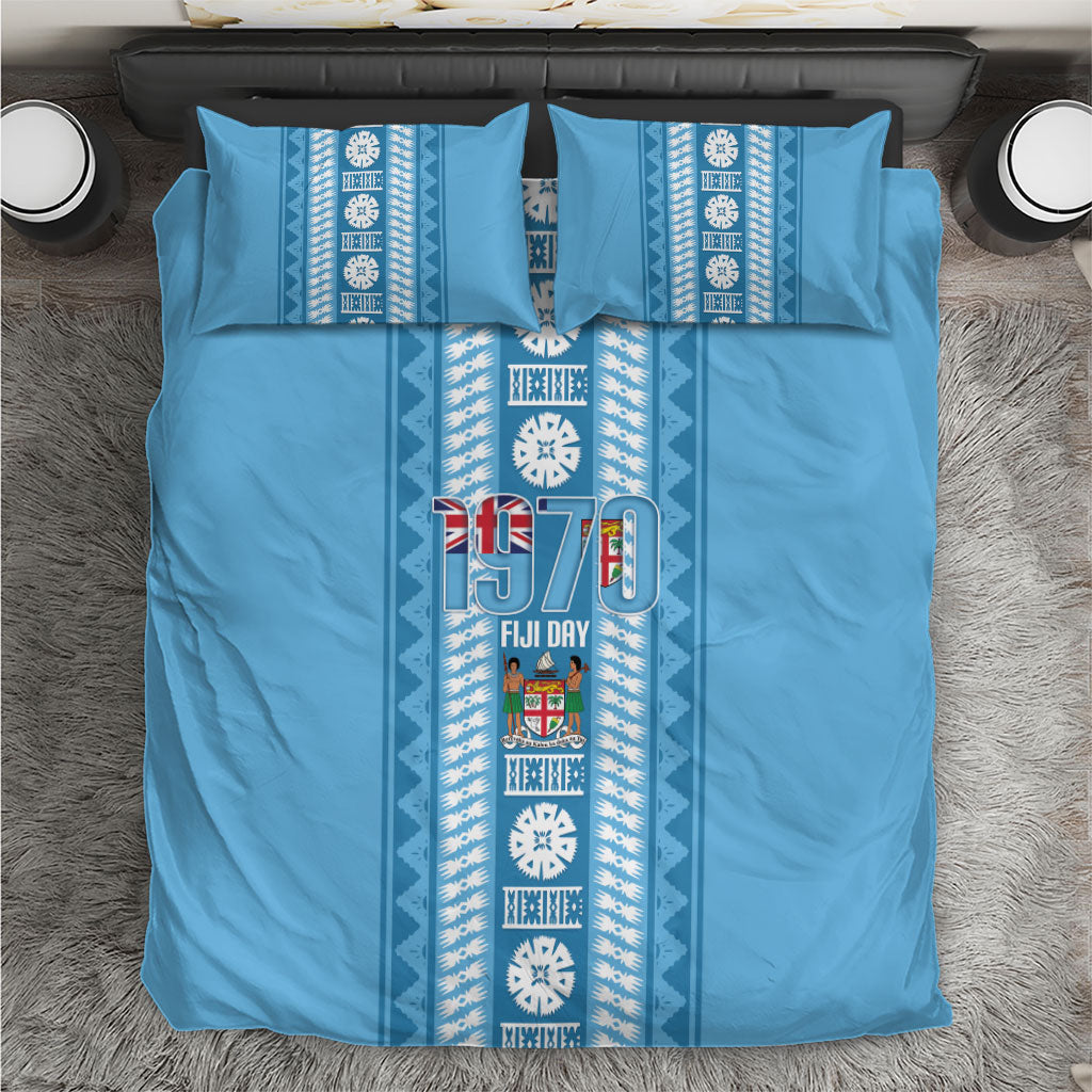 Fiji Day 1970 Bedding Set For Fiji Ever Fiji Tapa Pattern Blue LT14 Blue - Polynesian Pride