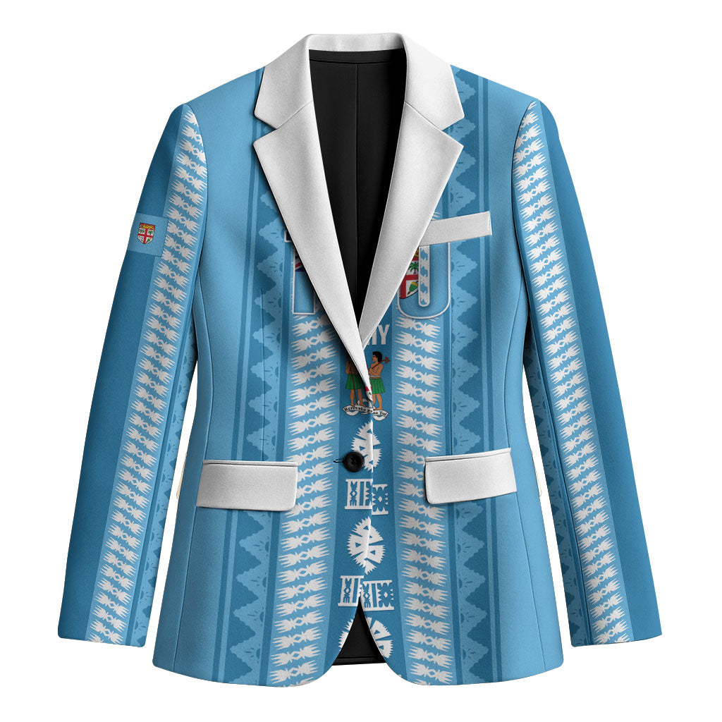 Fiji Day 1970 Blazer For Fiji Ever Fiji Tapa Pattern Blue LT14 Unisex Blue - Polynesian Pride