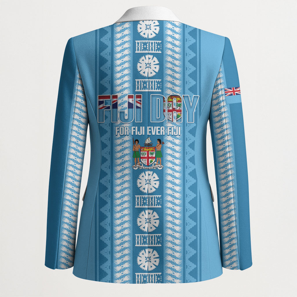 Fiji Day 1970 Blazer For Fiji Ever Fiji Tapa Pattern Blue LT14 - Polynesian Pride