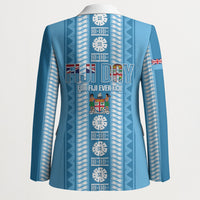 Fiji Day 1970 Blazer For Fiji Ever Fiji Tapa Pattern Blue LT14 - Polynesian Pride