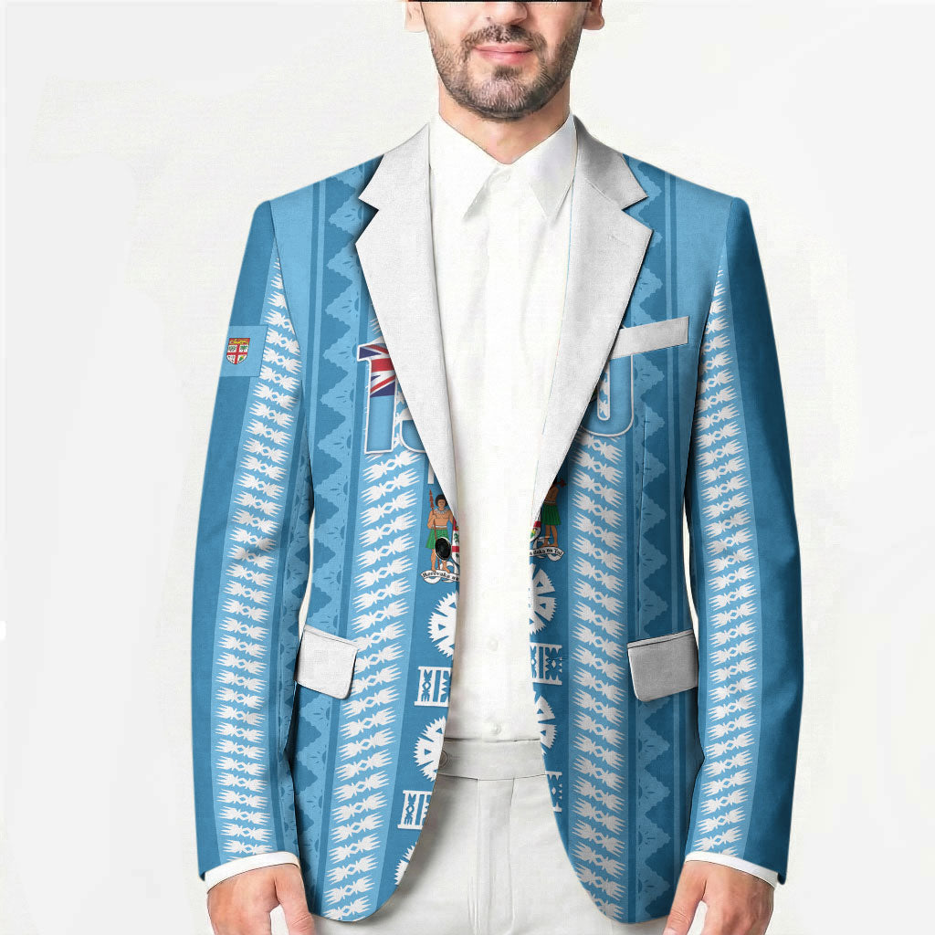 Fiji Day 1970 Blazer For Fiji Ever Fiji Tapa Pattern Blue LT14 - Polynesian Pride