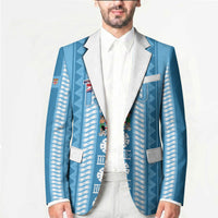 Fiji Day 1970 Blazer For Fiji Ever Fiji Tapa Pattern Blue LT14 - Polynesian Pride