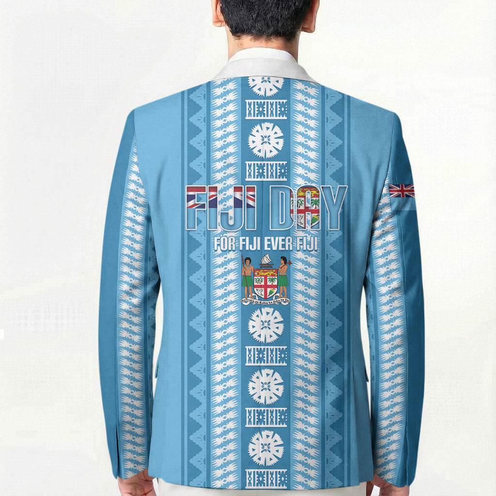 Fiji Day 1970 Blazer For Fiji Ever Fiji Tapa Pattern Blue LT14 - Polynesian Pride