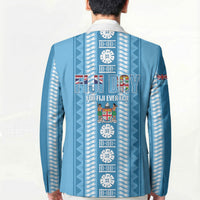 Fiji Day 1970 Blazer For Fiji Ever Fiji Tapa Pattern Blue LT14 - Polynesian Pride