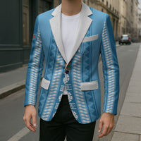 Fiji Day 1970 Blazer For Fiji Ever Fiji Tapa Pattern Blue LT14 - Polynesian Pride