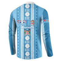 Fiji Day 1970 Button Sweatshirt For Fiji Ever Fiji Tapa Pattern Blue LT14 - Polynesian Pride