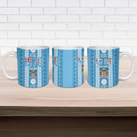 Fiji Day 1970 Ceramic Mug For Fiji Ever Fiji Tapa Pattern Blue LT14 - Polynesian Pride