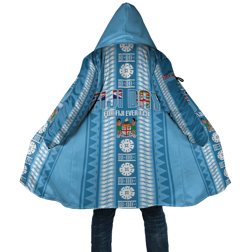 Fiji Day 1970 Cloak For Fiji Ever Fiji Tapa Pattern Blue LT14 Unisex Blue - Polynesian Pride