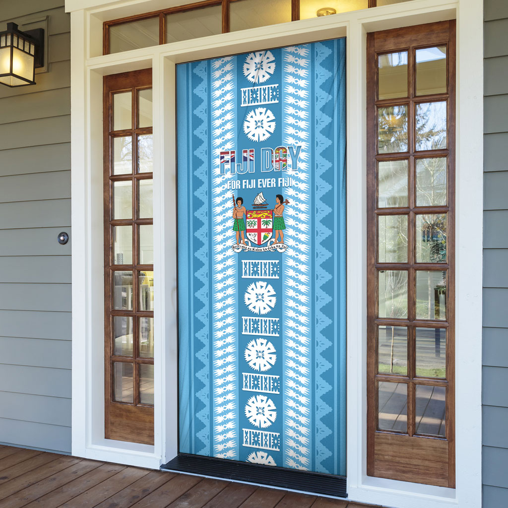 Fiji Day 1970 Door Cover For Fiji Ever Fiji Tapa Pattern Blue LT14 - Polynesian Pride