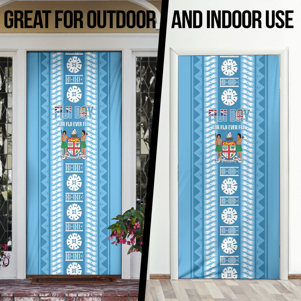 Fiji Day 1970 Door Cover For Fiji Ever Fiji Tapa Pattern Blue LT14 - Polynesian Pride