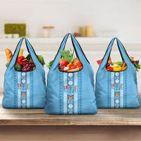 Fiji Day 1970 Grocery Bag For Fiji Ever Fiji Tapa Pattern Blue LT14 3-pack One Size Blue - Polynesian Pride