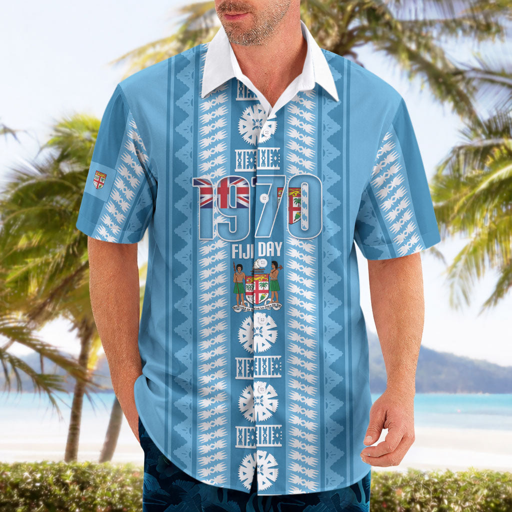 Fiji Day 1970 Hawaiian Shirt For Fiji Ever Fiji Tapa Pattern Blue LT14 - Polynesian Pride