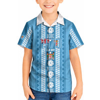 Fiji Day 1970 Kid Hawaiian Shirt For Fiji Ever Fiji Tapa Pattern Blue LT14 Kid Blue - Polynesian Pride