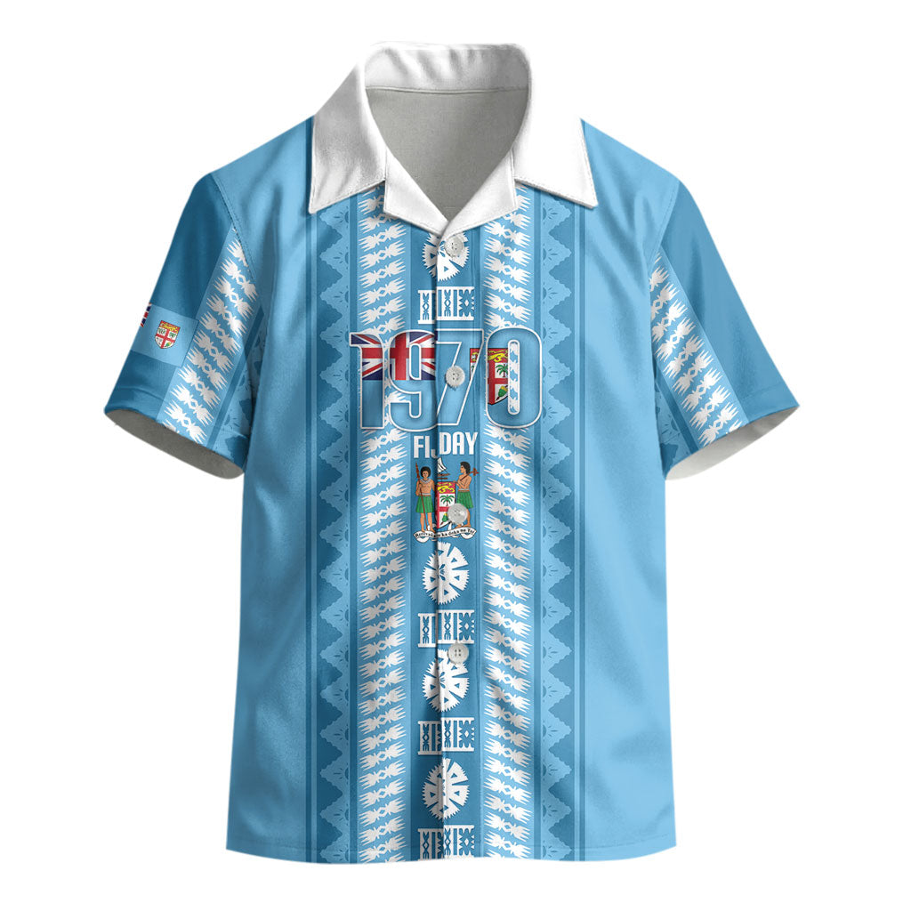 Fiji Day 1970 Kid Hawaiian Shirt For Fiji Ever Fiji Tapa Pattern Blue LT14 - Polynesian Pride