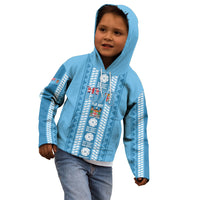 Fiji Day 1970 Kid Hoodie For Fiji Ever Fiji Tapa Pattern Blue LT14 - Polynesian Pride
