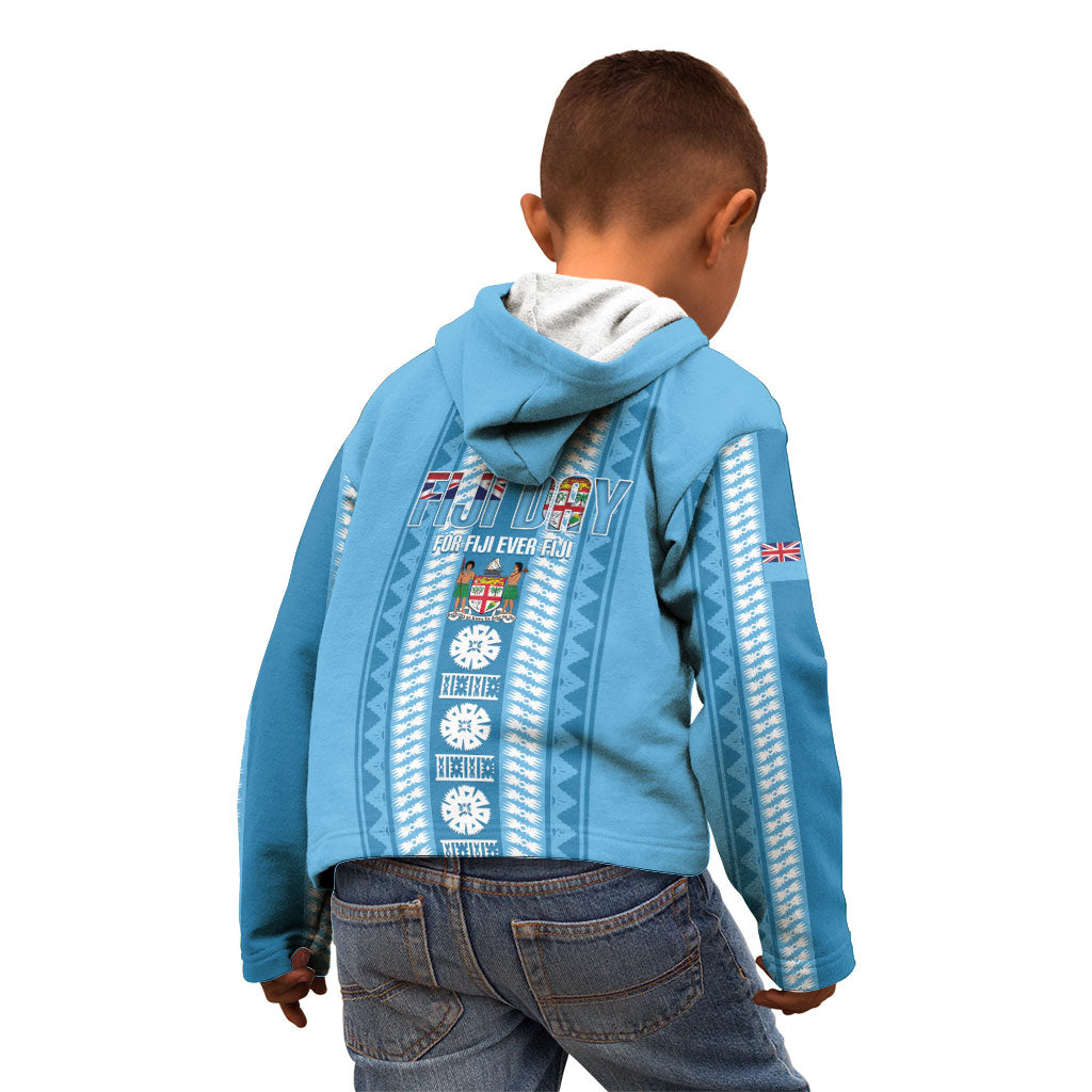 Fiji Day 1970 Kid Hoodie For Fiji Ever Fiji Tapa Pattern Blue LT14 - Polynesian Pride