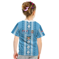Fiji Day 1970 Kid T Shirt For Fiji Ever Fiji Tapa Pattern Blue LT14 - Polynesian Pride