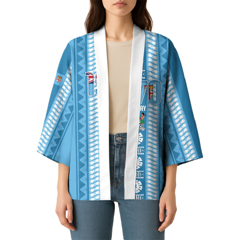 Fiji Day 1970 Kimono For Fiji Ever Fiji Tapa Pattern Blue LT14 - Polynesian Pride