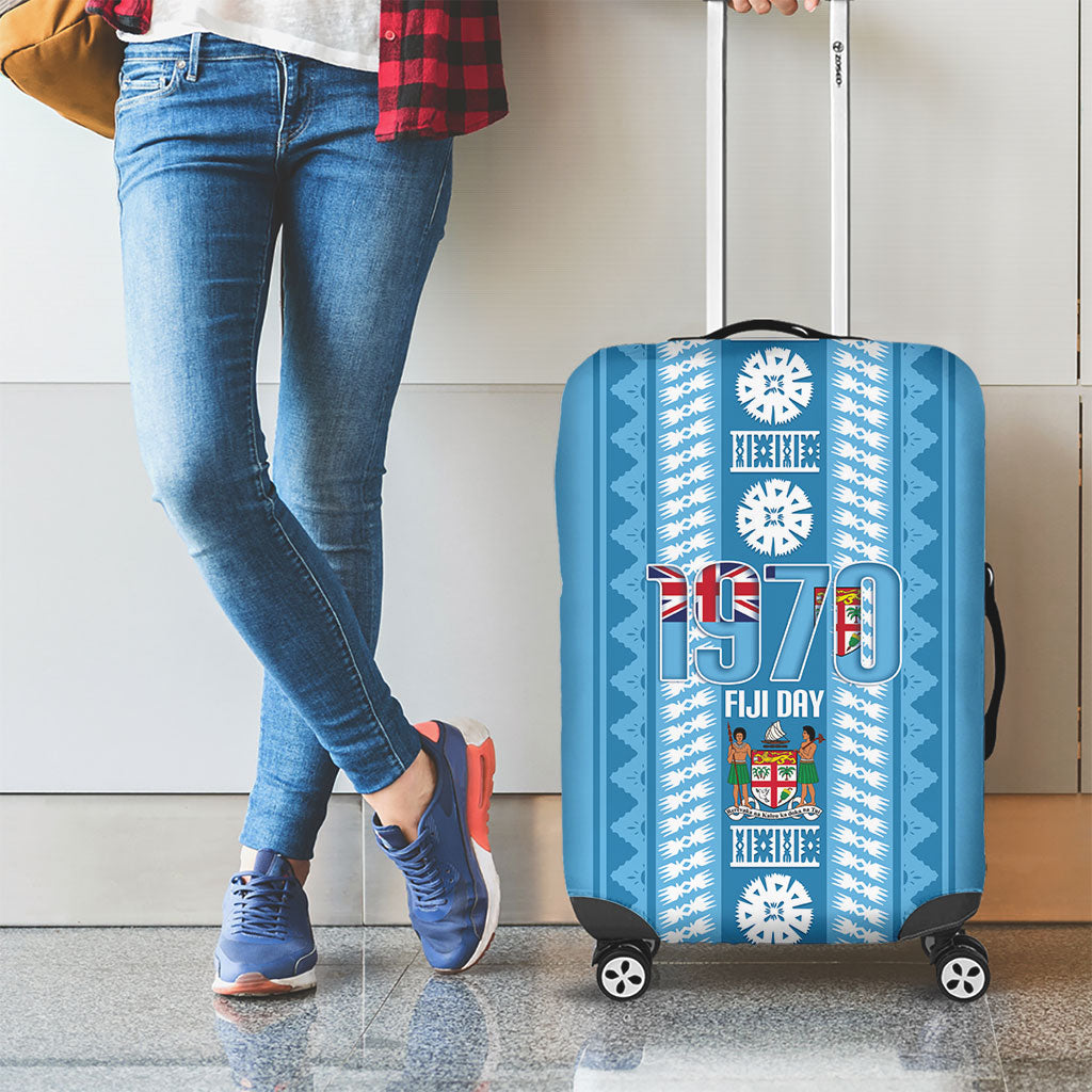 Fiji Day 1970 Luggage Cover For Fiji Ever Fiji Tapa Pattern Blue LT14 - Polynesian Pride