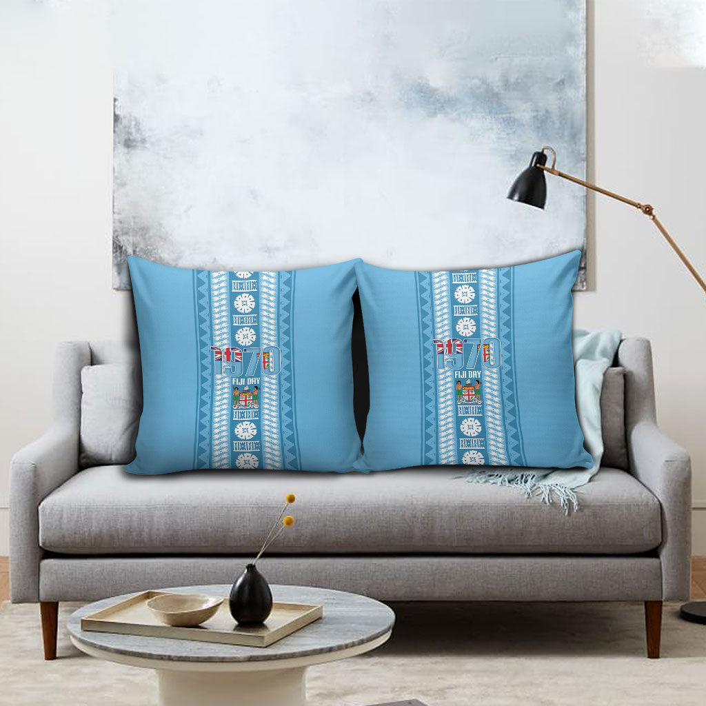 Fiji Day 1970 Pillow Cover For Fiji Ever Fiji Tapa Pattern Blue LT14 - Polynesian Pride